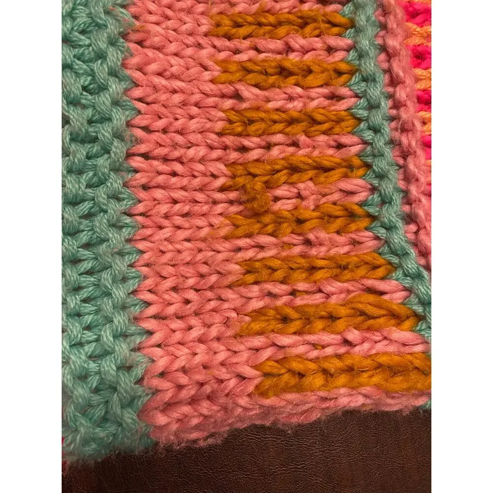 Knitted multicolored tasseled‎ throw pillow cover 19x20 Hippie Boho Eclectic Fun